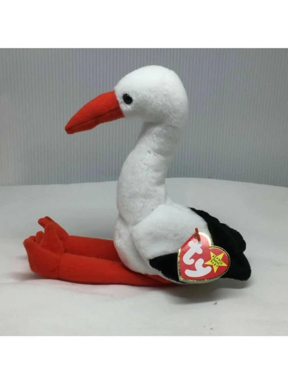 Ty Beanie Baby Stilts Plush Stork 1998 White Black Orange Retired Stuffed Animal
